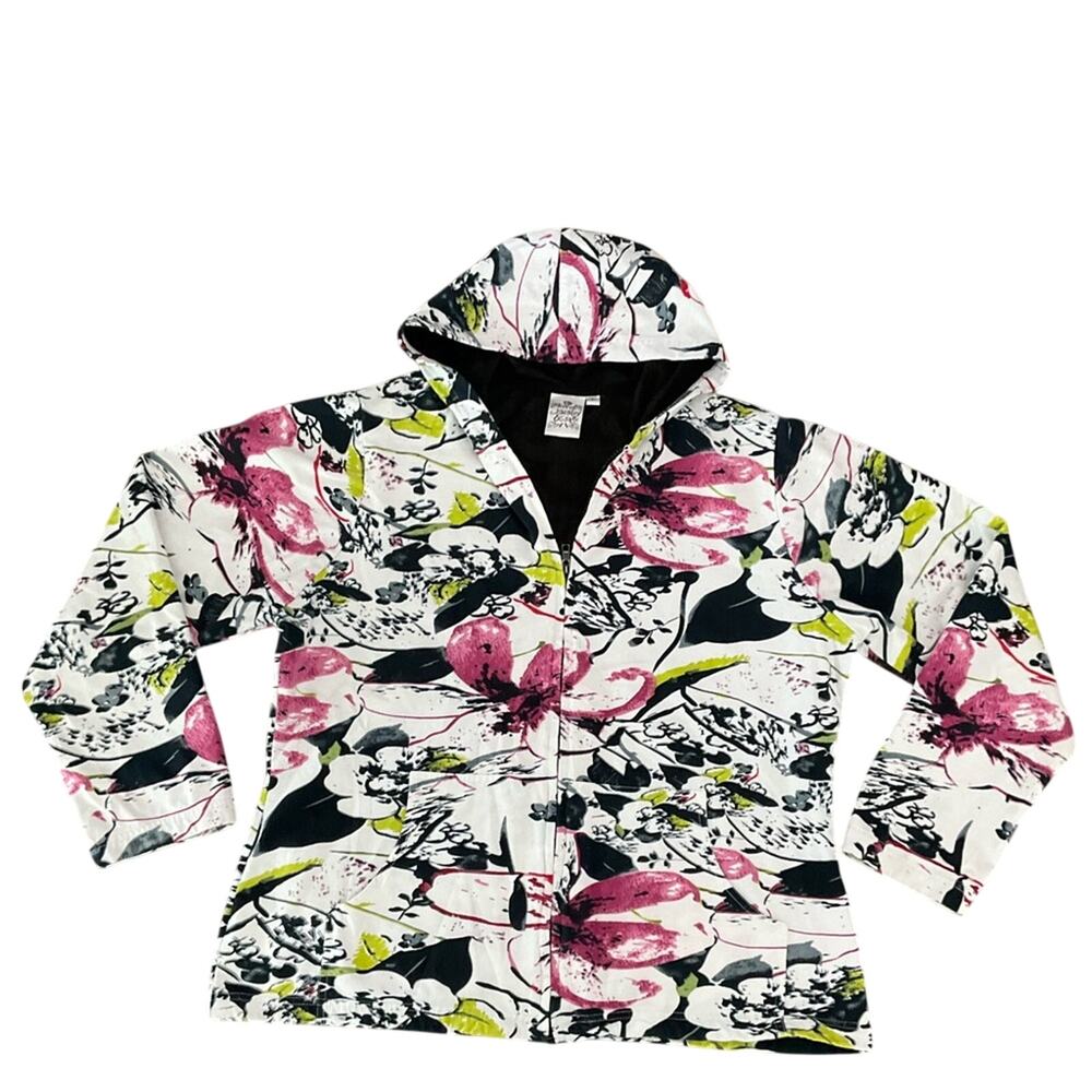 Parsley & Sage Pink and White Floral Womens Hoodie EUC Size Large